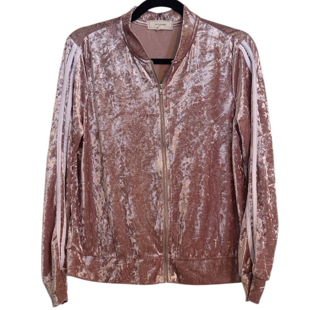 🖤 No Comment Crushed Velvet Full Zip Track Jacket